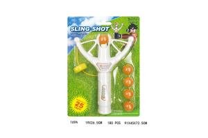 Quality Funny 8 &quot; Plastic Slingshot Toy Kids Sports Toys With 5 Softballs White Color wholesale