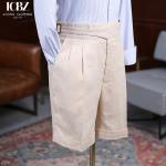 Breathable Men's Linen Shorts High Waist Loose Curled Casual Summer Quarter