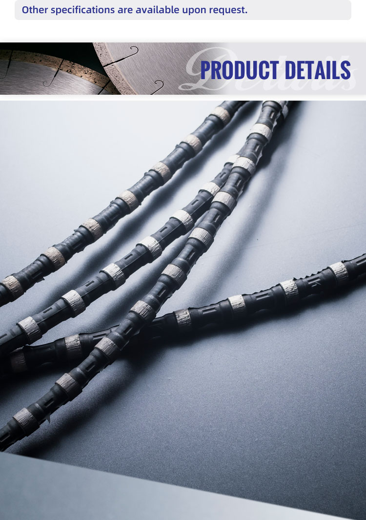 11.5mm Diamond Wire Saw for Granite Quarrying Cutting Speed 10-30 m2/h Life Span 20-40 m2/