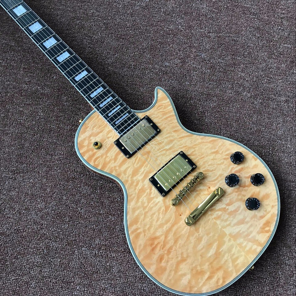 New standard LP CUSTOM SHOP Hot sale LP custom electric guitar flame maple cover natural color gold hardware