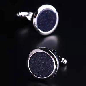 China Alloy Mens Silver Cufflinks Embedding Glittering Pink Blue Acrylic OEM on sale