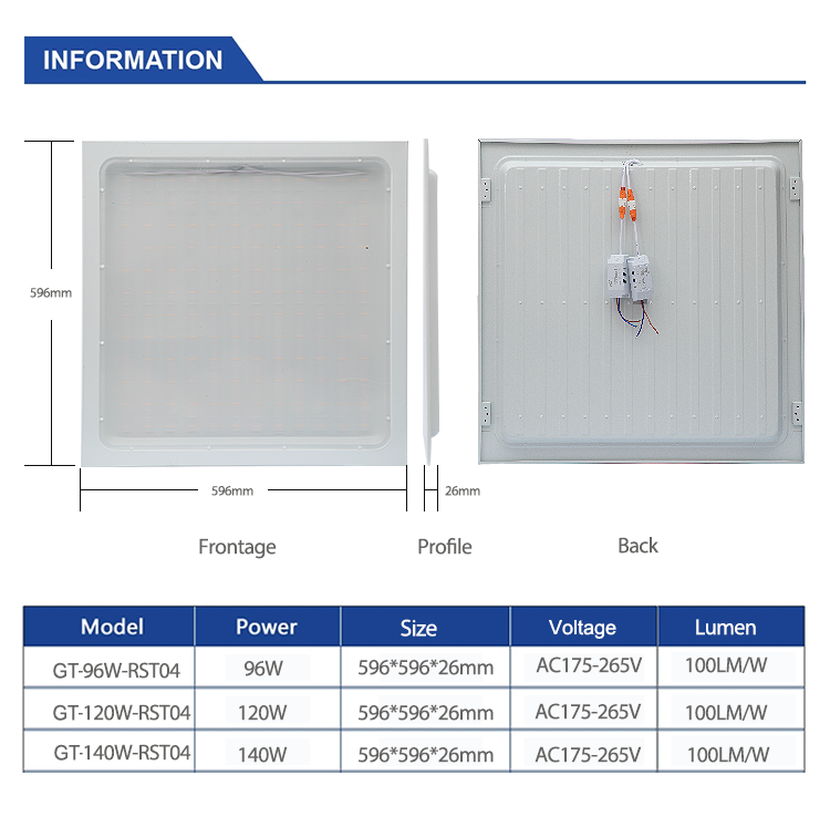 IP44 96W 120W 140W 200W 595*595 3D Crescent LED Panel Light For Home Office