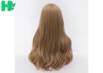 Brown No Bangs Synthetic Water Wave Long Hair Wigs For African Women