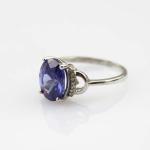 White Gold Plated Jewelry 925 Silver with Tanzanite Cubic Zircon Ring (R250)