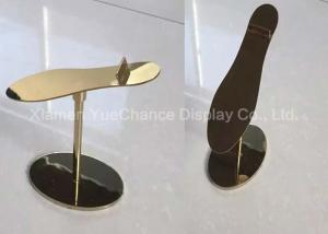 Quality Custom Design Metal Decorations Crafts Gold Color Standing Style Shoe Display Rack wholesale