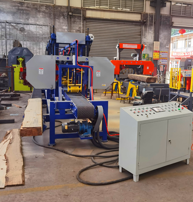 China Multiple Heads Horizontal Band Resaw machine cut logs straight into planks
