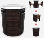 Patio Rattan Dining Table Set Luxury Garden Restaurant Chair Furniture