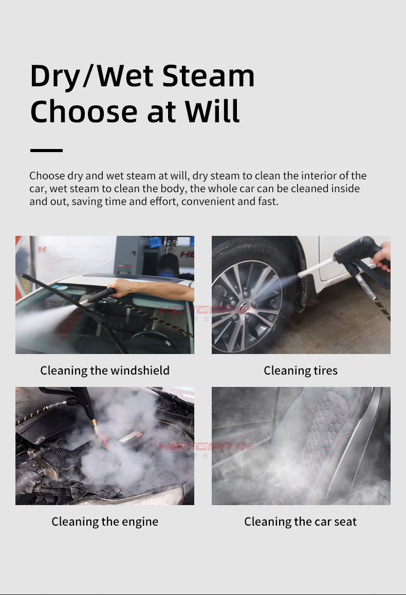 1500W Output Power Wet and Dry Steam High Pressure Car Washer for Cleaning Car Interior Engine Seats