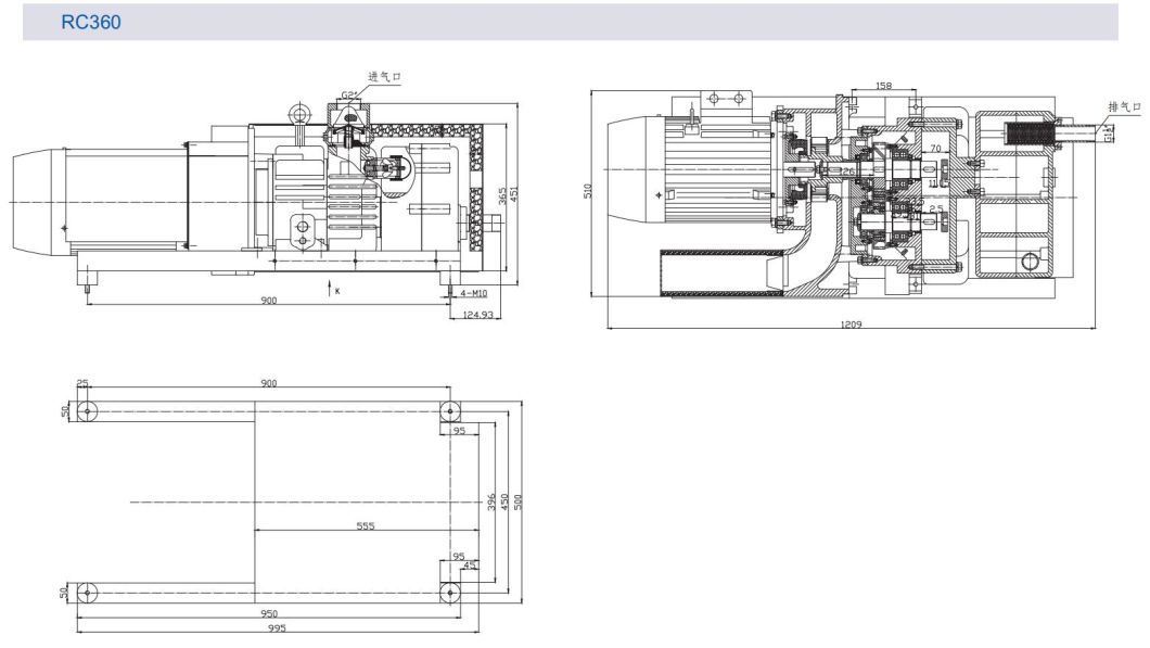 Oil Free Dry Claw Vacuum Pump Use in Medical/Surgical Vacuum Hospital Negative Pressure System