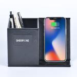 Creative Wireless Charging Desktop Pen Holder Multipurpose Leather Office