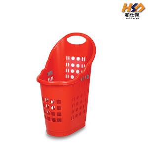 Quality 510MM 60LTR Red Mini Shopping Grocery Pickup Market Basket With Handles Four Wheels wholesale