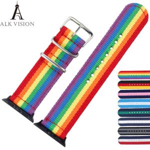 Quality Watchband for apple watch LGBT Accesorios Pride Rainbow Belt Band Strap for iwatch 4/3/2/1 38 40 42 44mm Bracelet Pin Bu wholesale