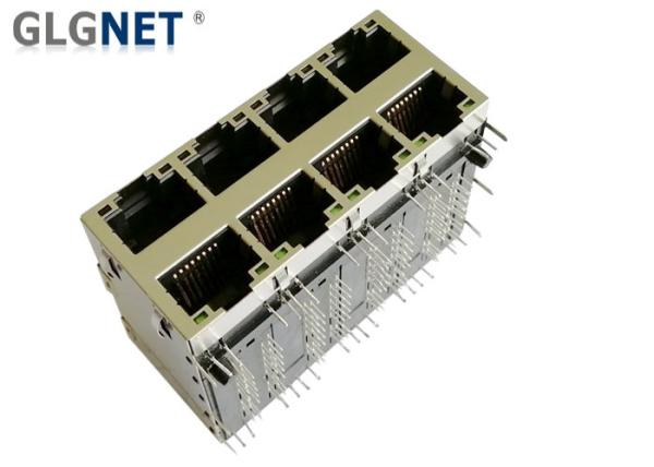 Multiple Port 10G Stacked RJ45 Connectors 2x4 10G Base - T Integrated Transforme