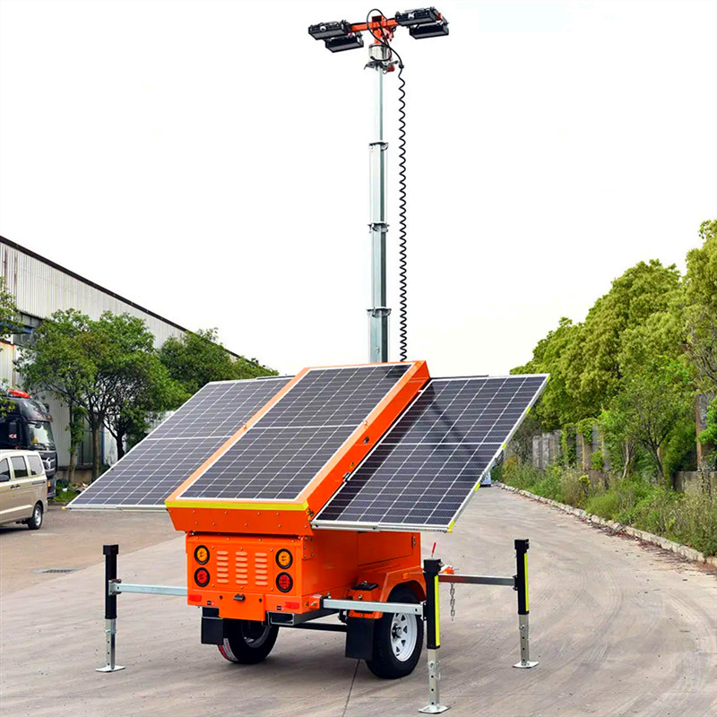 1305W Mobile Solar Light Tower Trailer Mounted Lighting Tower US / AU / EU Standard