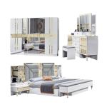 Wholesale French Home Wood Frame Master Room Double Bed Room Set Modern Wooden