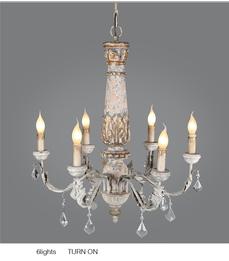 Wooden Iron Chandelier Lighting Vintage Crystal Lustre vintage chandelier(WH-CI-110)