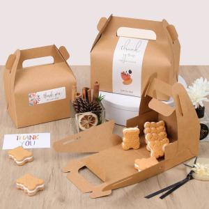 Quality Recyclable Disposable Bakery Takeaway Brown Kcraft Cake Box Cake Card Box with Handle wholesale