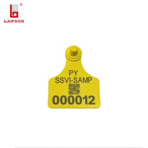 Quality OEM Yellow TPU Cow Identification Tags , Smart Ear Tags For Cattle Laser Print wholesale