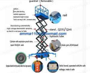 China SJY0.5-14 Mobile Scissor Platform Load Capacity 500kg 14m Platform Height 380V Power on sale