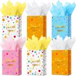 Folding Custom Thank You Flat Bottom Kraft Paper Gift Bags With Handles Thank