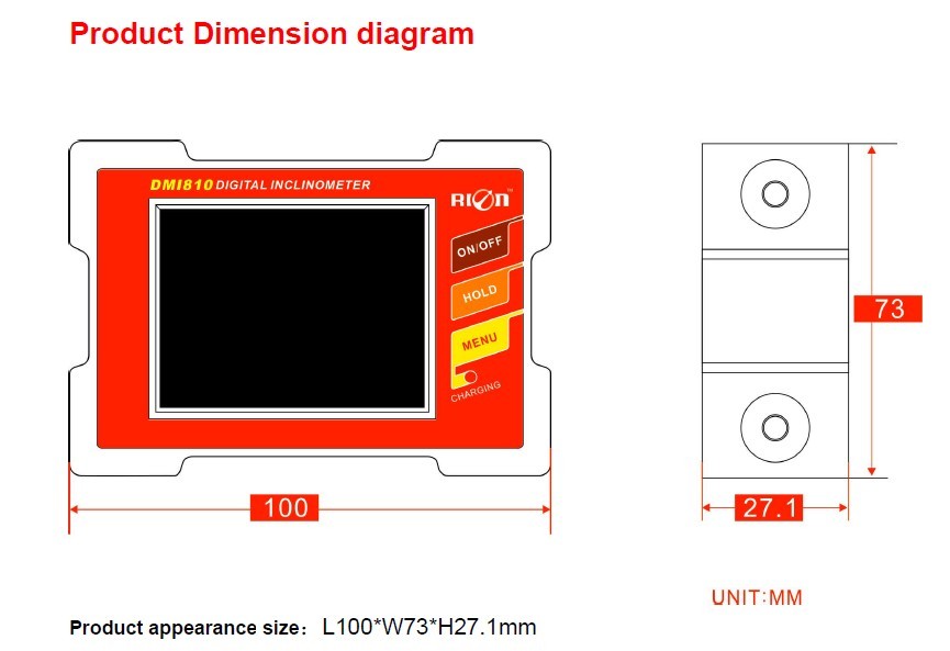 RION 577mm High Accuracy Digital Inclinometer Lithium Battery Angle Indicator