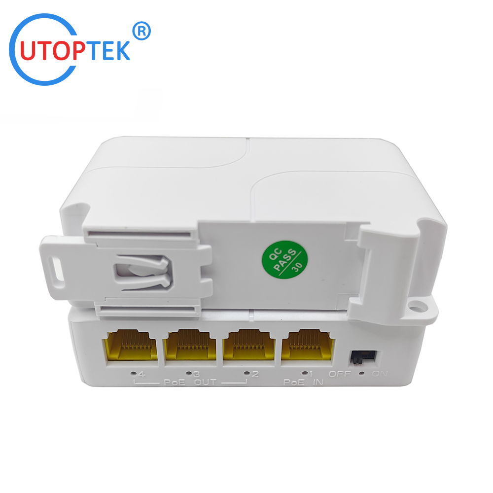 DIN Rail POE Repeater Extender 1In 3Out 100m POE Input:44~57V/30W, POE Output 25W IEEE802.3AF/AT