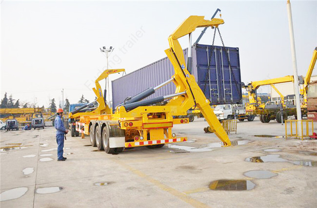 Tri Axles Slidable Steel Side Loader Trailer 37 Tons Payload Capacity