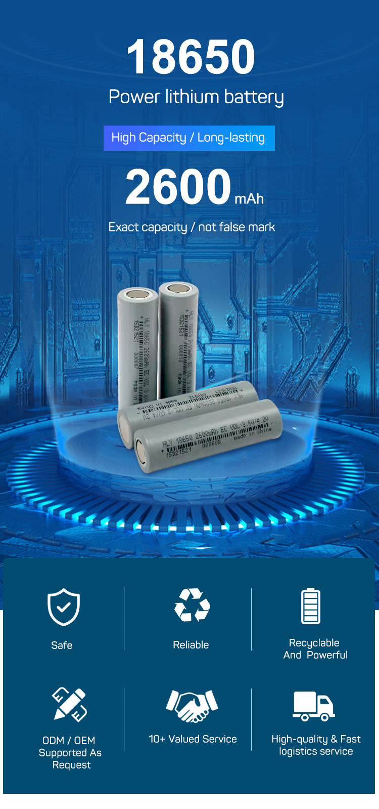 18650 Lithium Ion Battery Cell Pack 3.6V 2600mah Rechargeable For Energy Storage