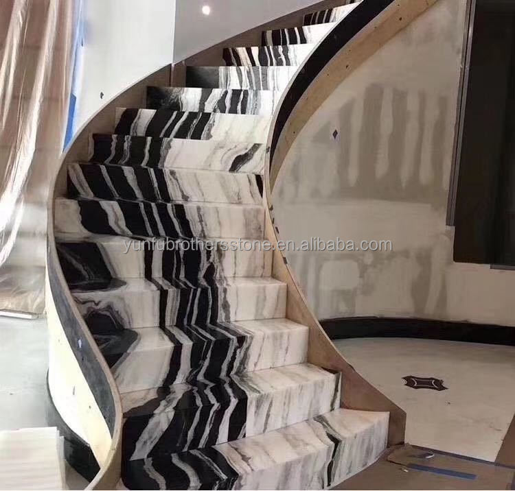 Indoor Natural Marble Spiral Stairs with Polished Cut-to-Size Treads and Modern Style