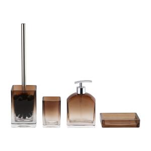 Quality Ombre Brown Glass Bathroom Accessories Rectangular Hand Soap Dispenser wholesale