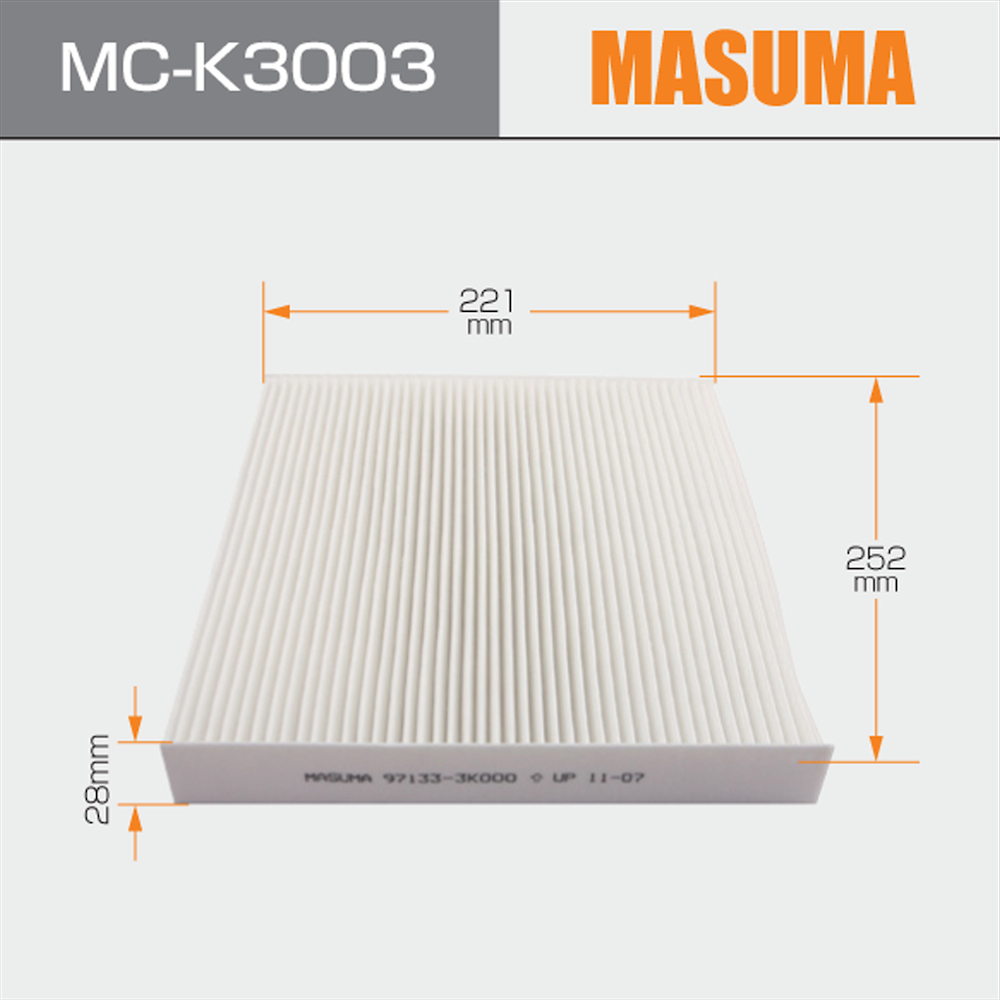 Hyundai Santa Fe II 2003- Air Cabin Filter 97133-3K000 MC-K3003 MASUMA Ecommerce Goods