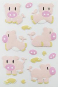 Quality PVC Pink Cute Puffy Animal Stickers Sheets 3D Porkling Dimension Fashionable wholesale