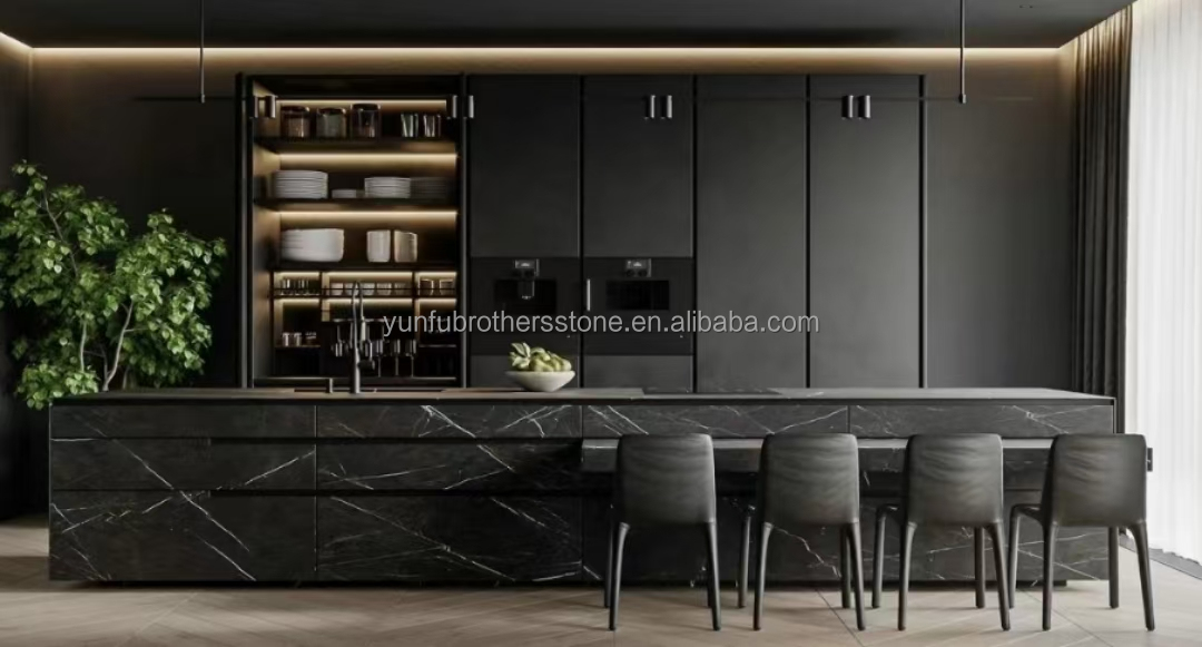 Modern Nero Marquina Black White Stipe Marble Polished Natural Big Slabs for Indoor Hotel Villa
