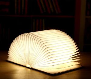 Quality USB Cargeable Foldable Page Wooden Cover Book Shape LED Light For Home wholesale