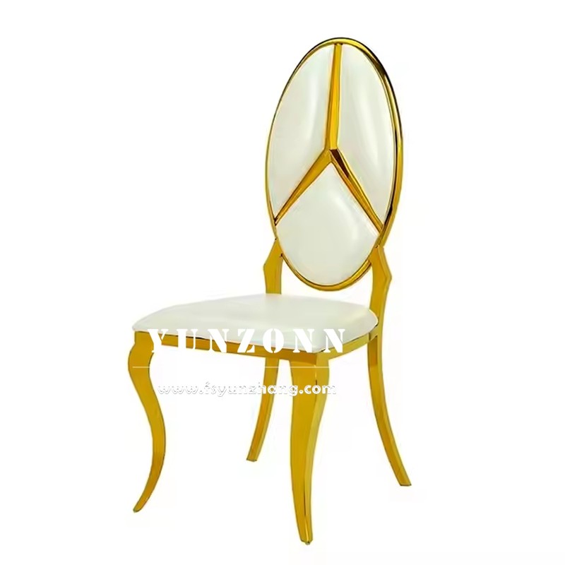 Hot Sale Fancy Benz Design Back Dining Furniture Gold Stainless Steel Banquet Chair for Hotel Wedding Event Party
