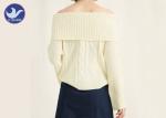 Off Shoulder Big Sleeve Cuff Womens Knit Pullover Sweater / Ladies Cable Knit