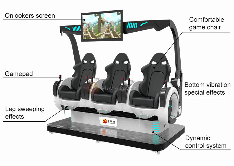 New Business Idea VR Coin Operated 3 Seats 9d Virtual Reality Cinema Simulator Dynamic