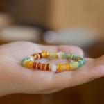 Stainless Steel Rainbow Glaze Glass Evil Eyes Spiritual Chain Bracelet,Fatima
