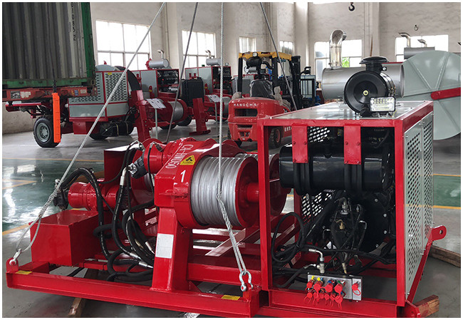 Red Color Transmission Line Equipment Double Cableway Hydraulic Puller