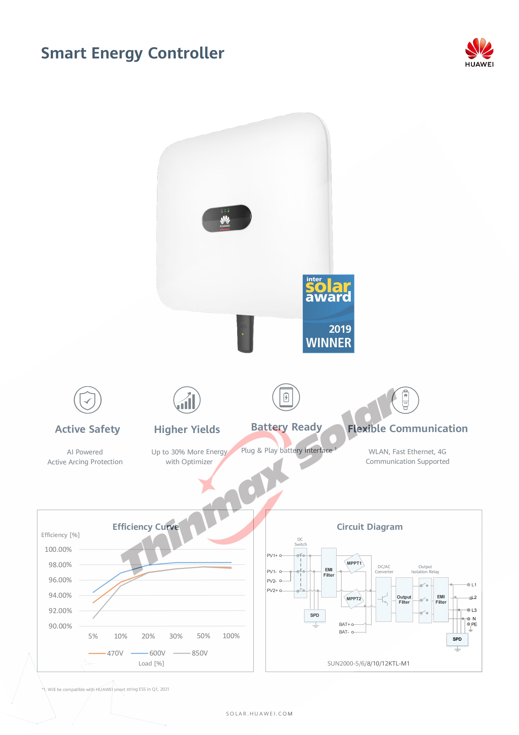 Huawei hybrid solar inverter SUN2000-5KTL-M1 5KW three phase 5000W inverter