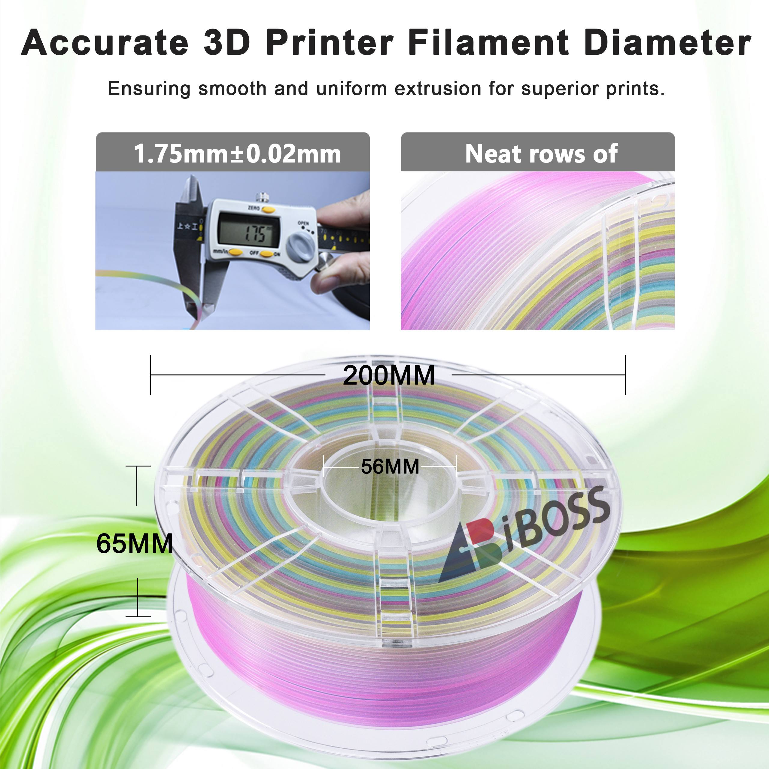 High Strength 1.75mm Transparent Rainbow PLA+Filament for 3D Printing Filament