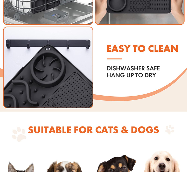 Slow Feeder Dog Lick Mat 304*204*42/430*288*42mm Cats Dogs Small Animals Custom Design