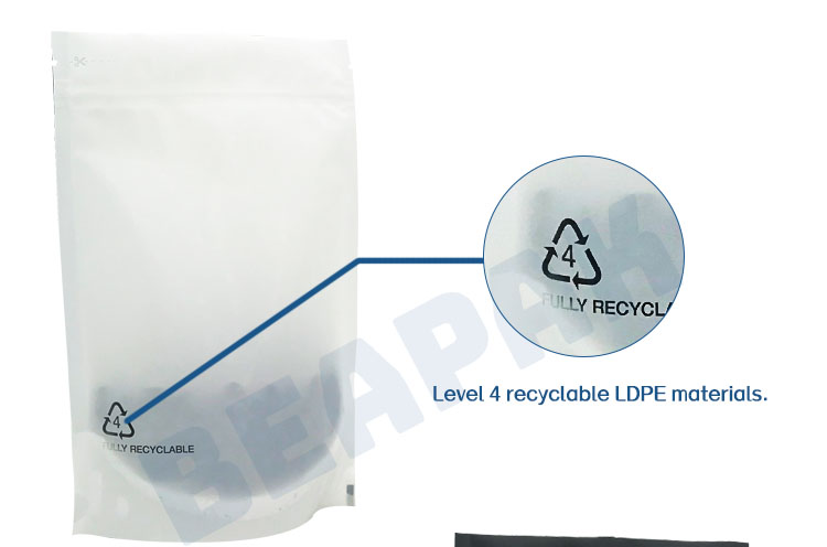 CMYK Stand Up Coffee Pouch Flat Bottom Recycled Plastic Bag For Food