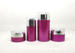 Customized Pink Glass Lotion Jars , Luxury Empty Lotion Bottle With Plastic Lid