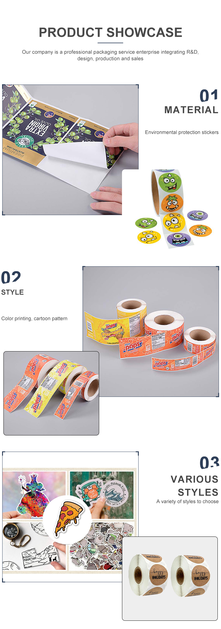 Multi Style Pearlescent Film PMS Personalised Waterproof Stickers