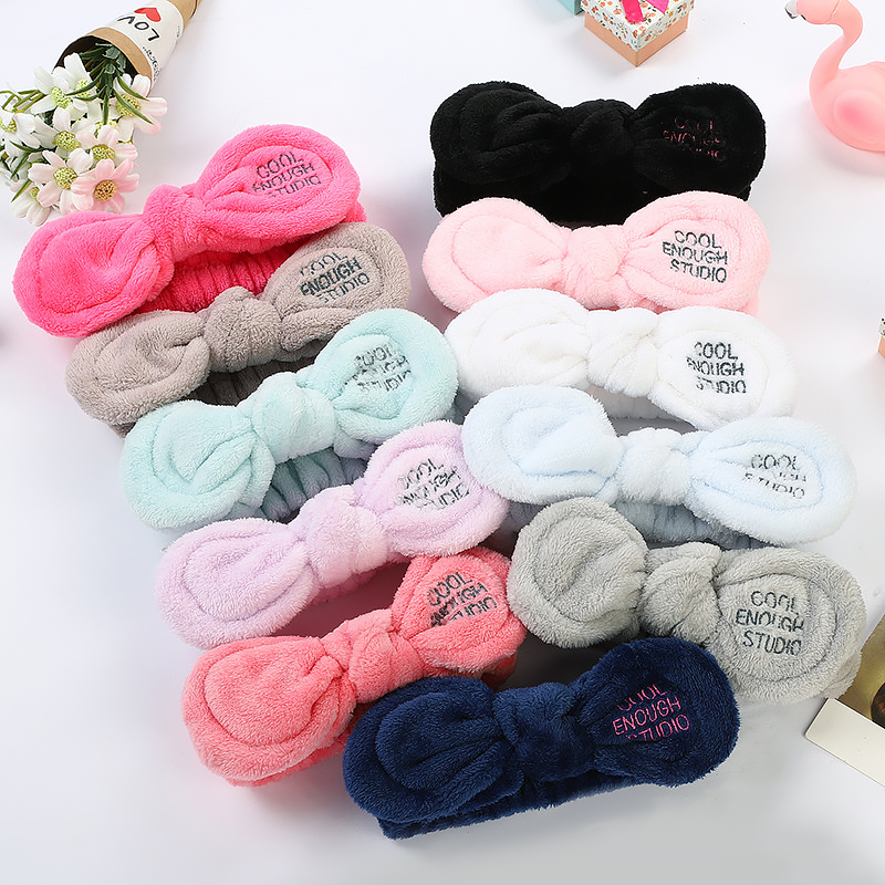 Adjustable Elastic Hair Band Ties Facial Makeup Headbands Facial Cosmetic Bow Knot