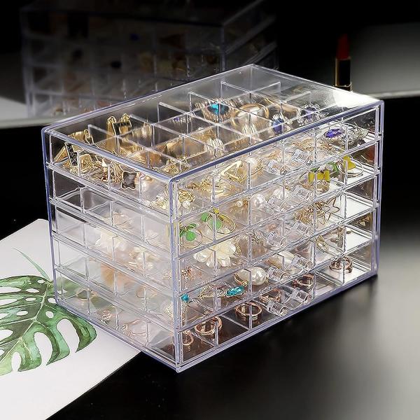 Clear Jewelry Organizer, Durable Jewelry Box With 5 Drawers, Jewelry Organizer