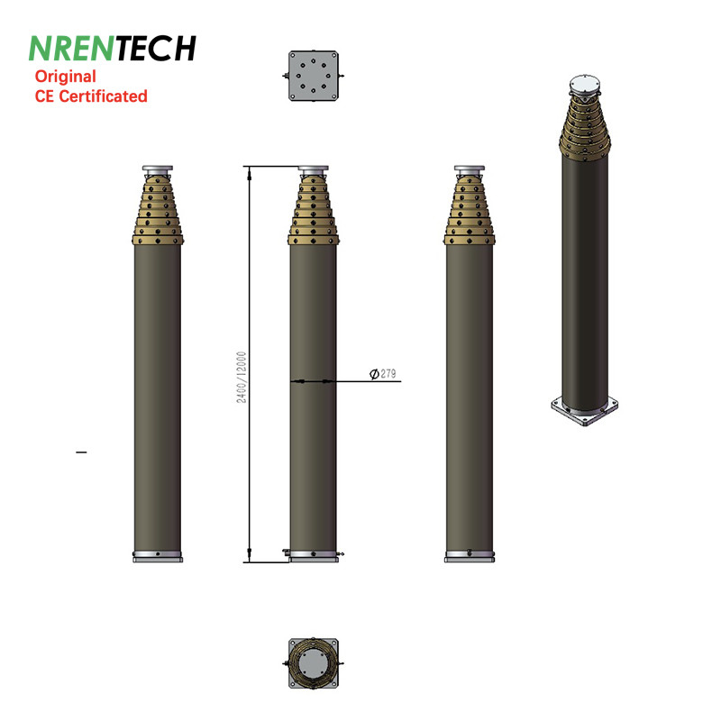 12m Non-Lockable Pneumatic Telescopic Mast For Mobile Telecommunication Antenna Tower
