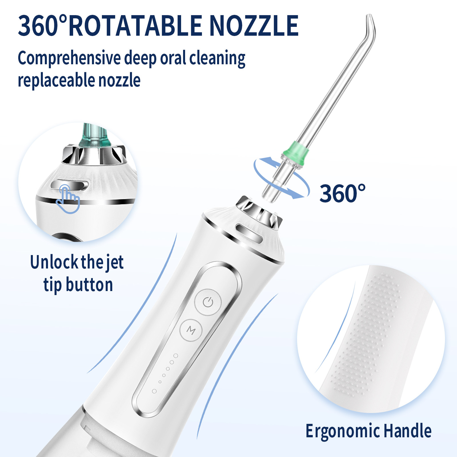 ABS PC Water Jet Flosser Electric Dental Water Pick With 2500 Mah Battery