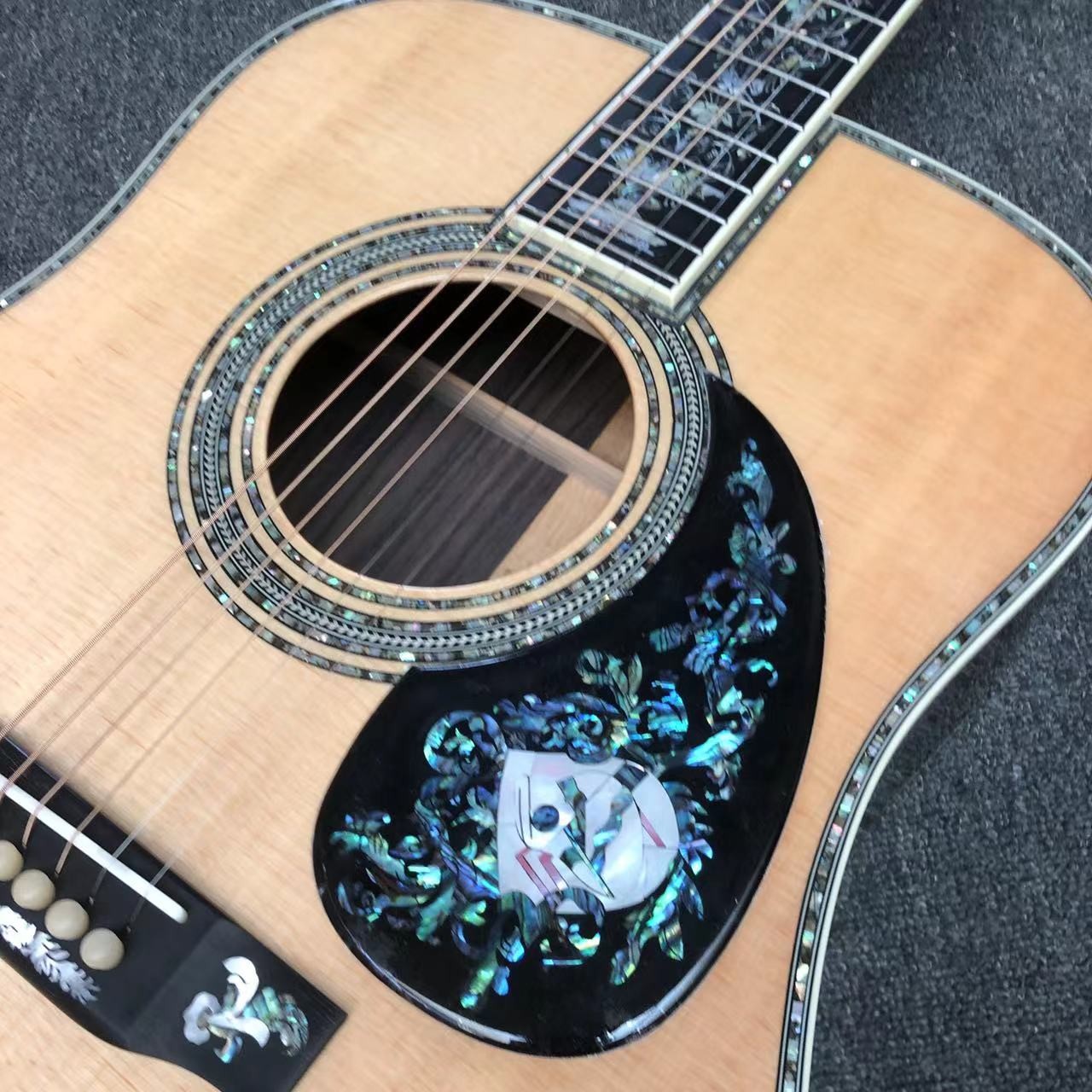 Deluxe Solid Rosewood Back Side 41 Inch D100aa Type Spruce Engraved Acoustic Guitar Abalone Inlay